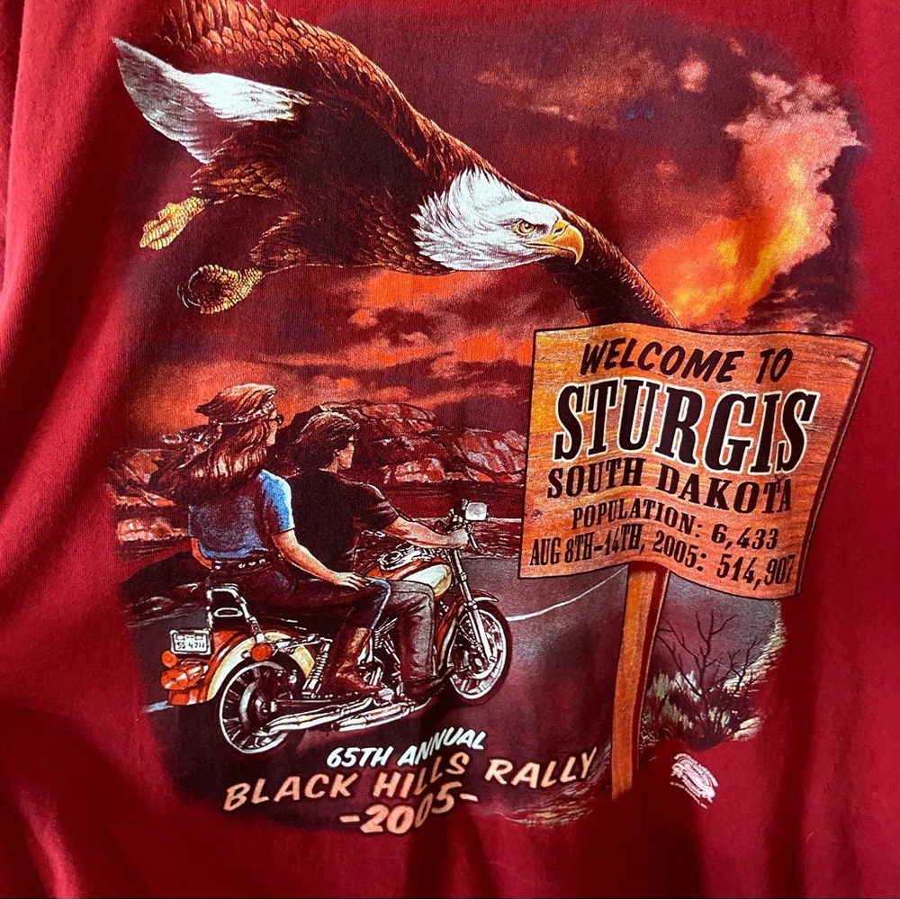 Vintage 2005 Sturgis biker rally graphic T-shirt men’s XL Eagle black hills - Picture 6 of 7
